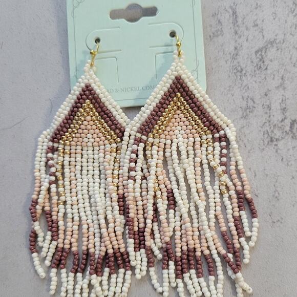 Sedona Ivory Seed Bead Fringe Earrings - Picture 2 of 3
